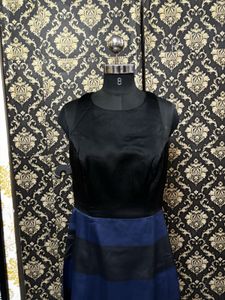 Chic Black &amp; Blue Striped Dress