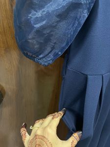 Navy Blue Jumpsuit with Puff Sleeves