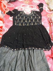 A Beautiful Black N Grey Western Indo Dress