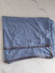 Elegant greyish Blue Saree with Golden Lines