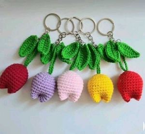 Tulip Crochet Keychain