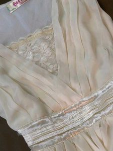 Elegant Cream Chiffon V-Neck Dress
