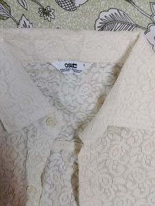 Cream Lace Short Sleeve Shirt