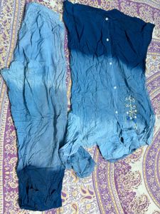 Blue Ombre Shirt and Pants Set