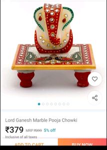 Lord Ganesha Statue with Marble Chowki