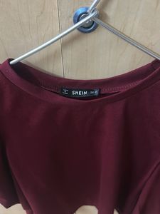 Maroon Puff Sleeve Top