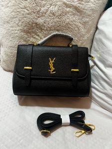 YSL inspired Black Textured Handbag