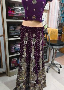 Exquisite Purple Velvet Lehenga Choli Set