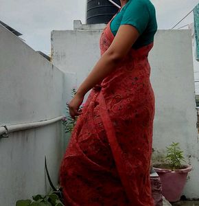 Beautiful Printed Red Saree