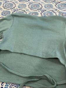 Korean Mint Green Ribbed Crop Top