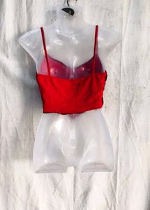 5629. Red Corset Style Cropped Top
