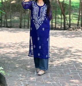 Royal Blue Embroidered Kurta