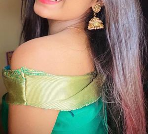 Emerald Green Off-Shoulder blouse lehanga