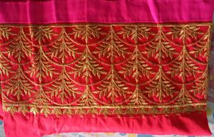 fully stitched pleated red skirt