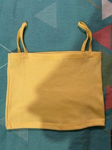 Yellow Spaghetti Strap Crop Top