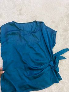 Teal Tie-Waist Top