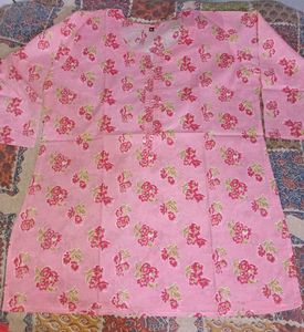 Pink Floral Print Kurti (size- XL)