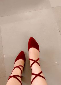 Velvet Red Maroonish Heels