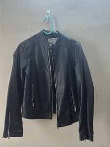 Black Faux Leather Moto Jacket