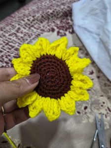 Crochet Sunflower luggage tag / bag charm