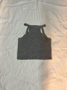 Charlotte Russe Grey Marled Ribbed Top