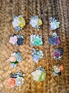 Sparkling Floral Hair Pins (Set of 12)