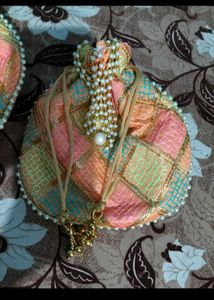 Red Potli Bag with Pearls &amp; Beads