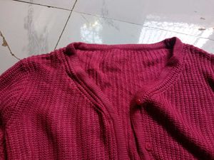 Cropped Pink Knit Cardigan