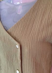 Stylish Korean Beige Button Top