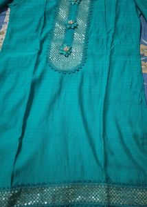 Elegant Teal Kurta with Sequins