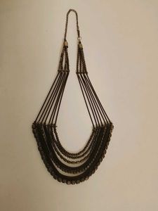 Black Metal Multi-Layered Statement Necklace