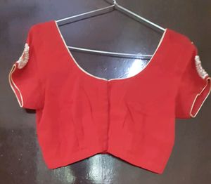 Red Pearl Work Saree
