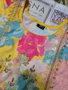 Vibrant Yellow Floral Kurta Set with Dupatta