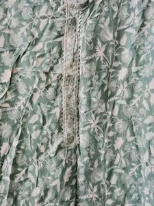 86.Green Floral Print Kurta