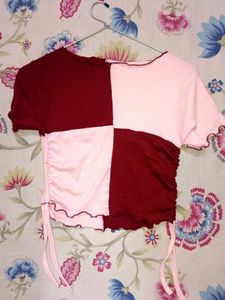 Colorblock Ruched Tie Top