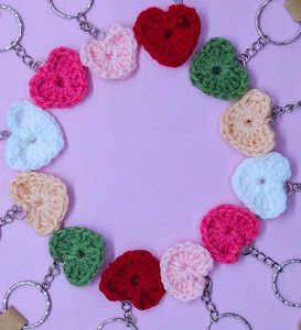 Crocheted Heart Keychains
