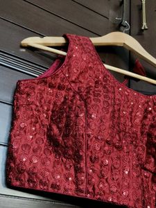 Stylish Sparkling Red Sequined Blouse