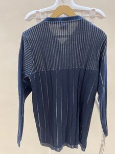 Men's V-Neck Striped Knit Sweater