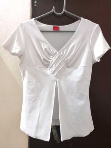 Elegant White V-Neck Top