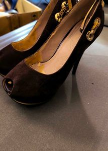 Designer Brown Suede Heels