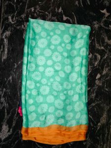 Light Blue Saree with Navy Border