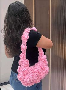 Chic Crochet Rose Shoulder Bag