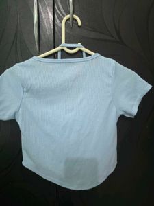 Ribbed Baby Blue Crop Top