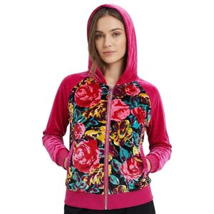Velvet Floral Zip-Up Hoodie Jacket