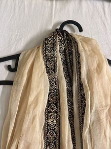 Black Beige Embroidered Dupatta
