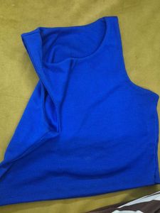 Vibrant Blue Ribbed Cropped Tank Top