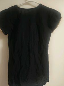Stylish Black short Kurta with Red Zigzag Print
