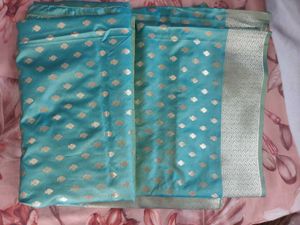 Beautiful Teal Fabric with Gold Fish Print