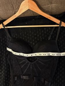 Black Lace Detail Corset Top