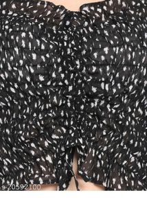 Black &amp; White Print Crop Top
